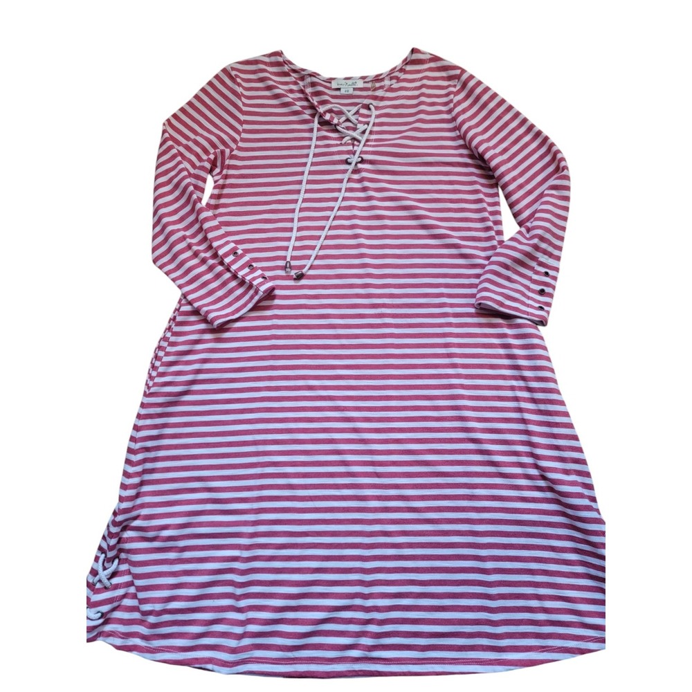 Simply Noelle Red White Beach Cover Up Dress S M 0-10 Summet Pool Striped